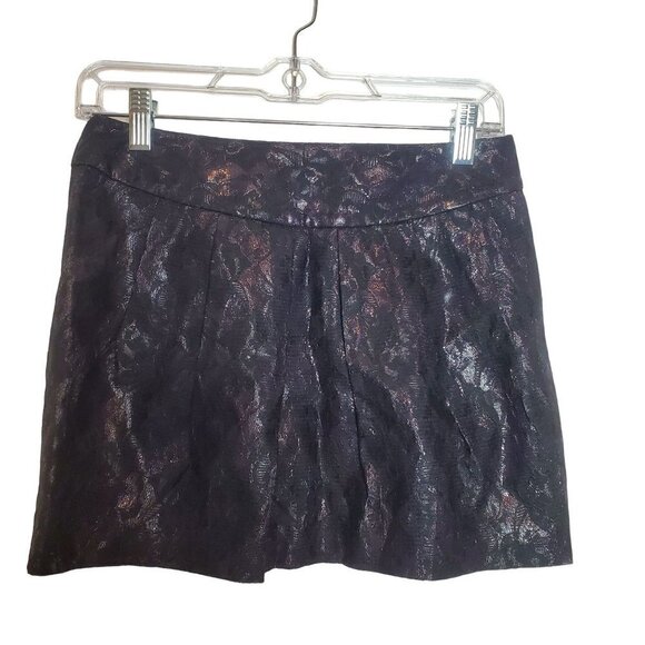 Armani Exchange Small Pleated Mini Skirt Lace Black Dark Purple Lightweight - Picture 1 of 10